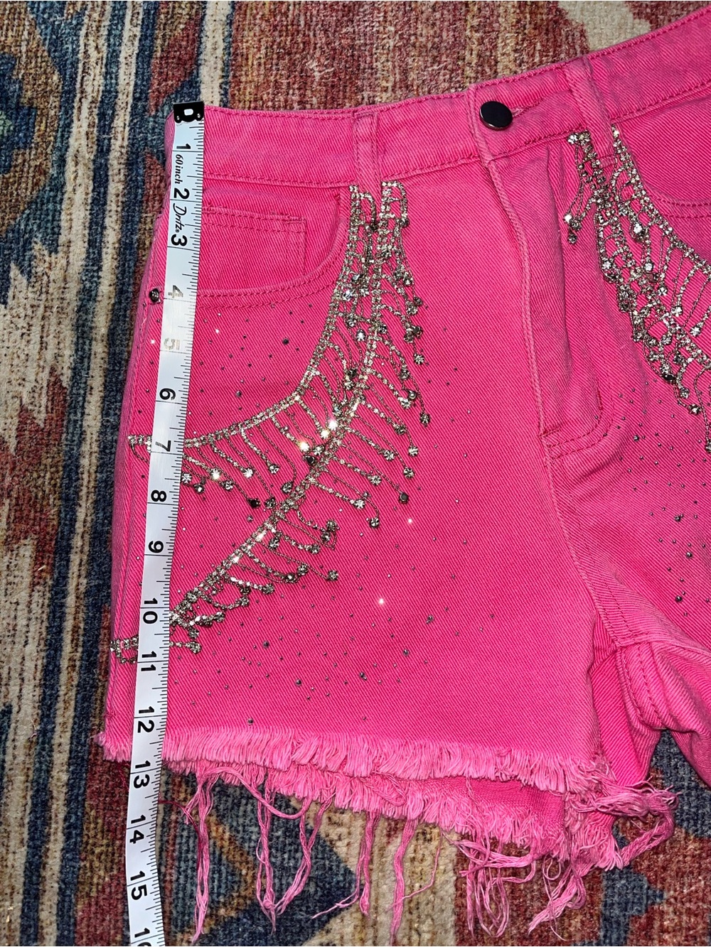 Blue B Hot Pink Embellished Denim Shorts - Picture 5 of 9